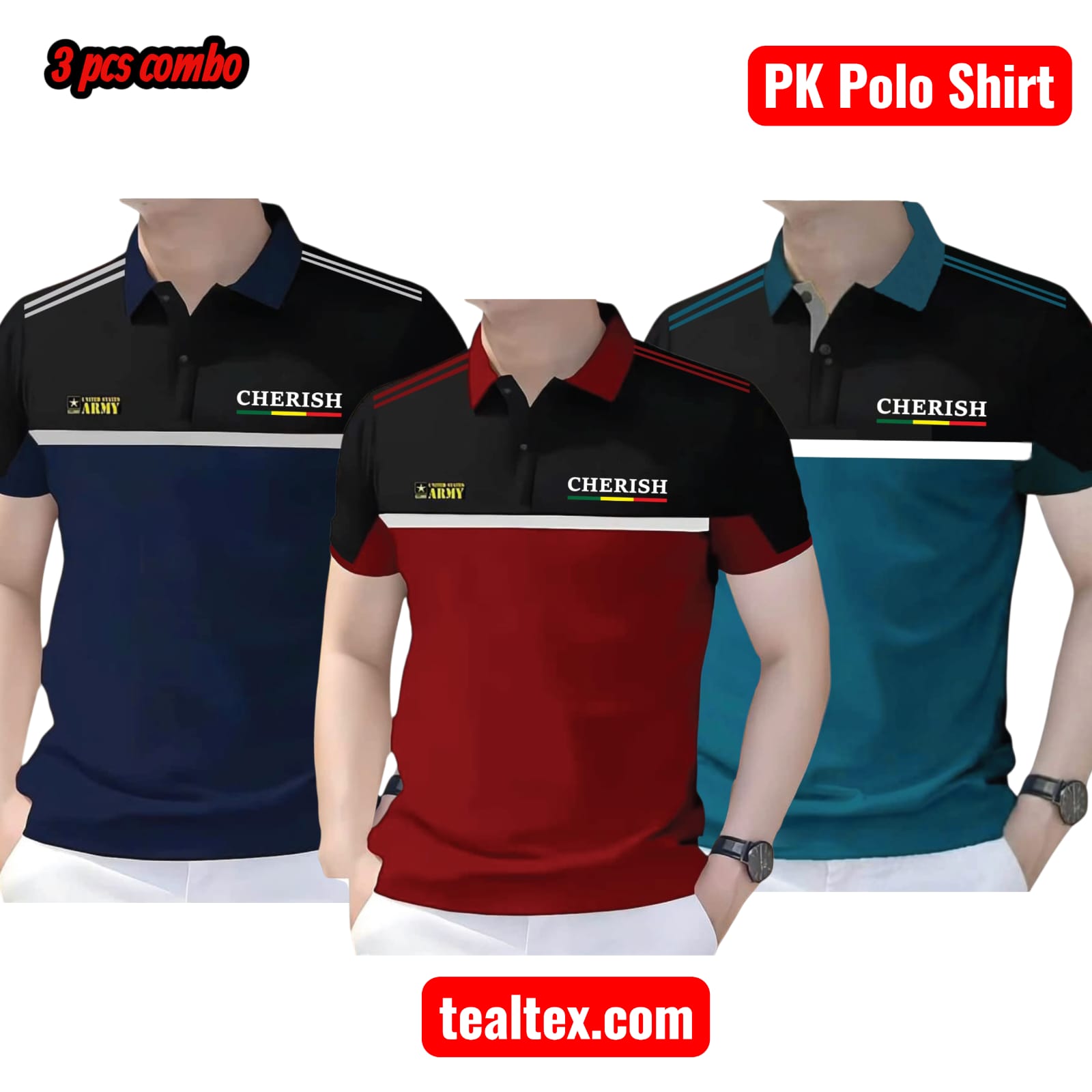 3 Pcs Combo PK Cotton Polo Shirt For Men's [3-124]